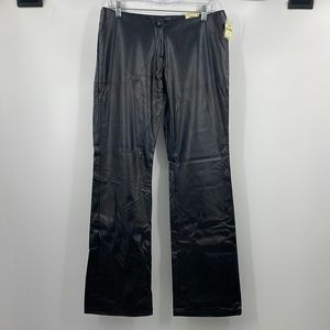 Y2K Deadstock Rue21 Black PVC Low Rise Flare Pants Size 8 Deadstock NWT